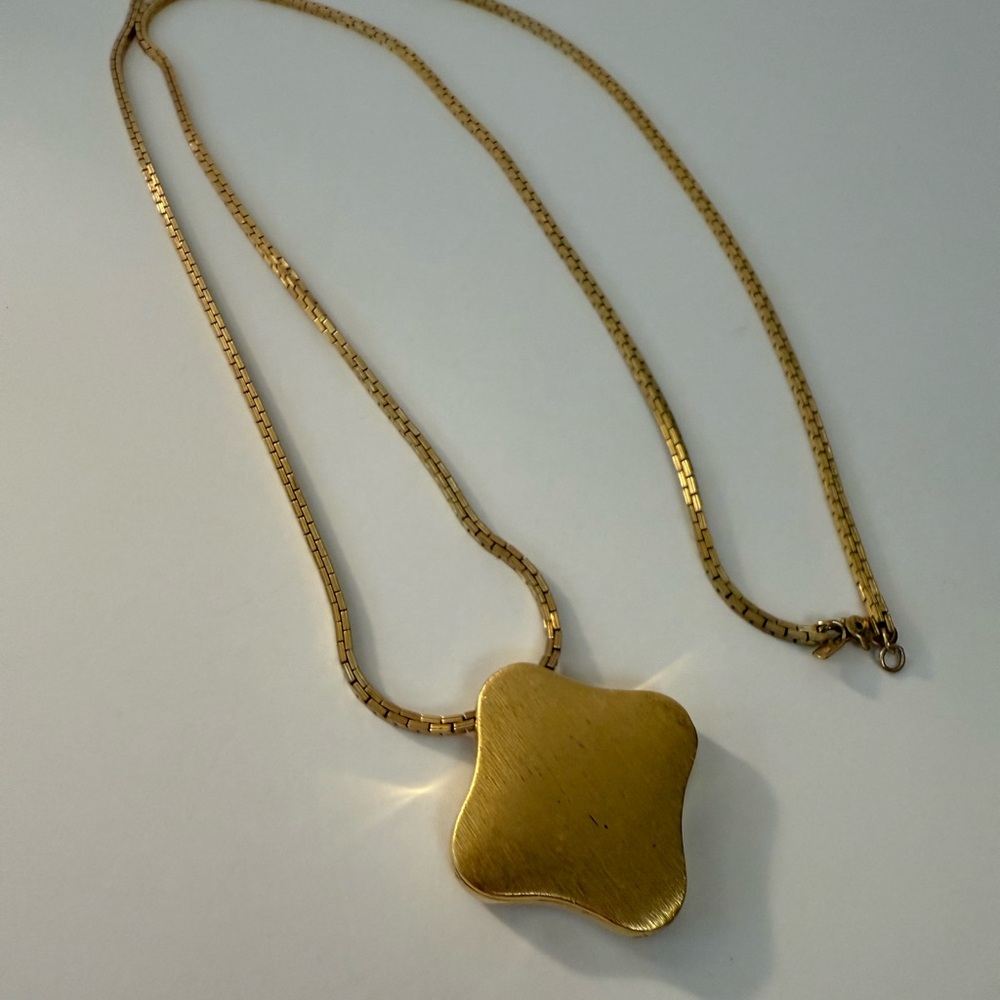 Vintage Monet Long Gold Pendant Necklace